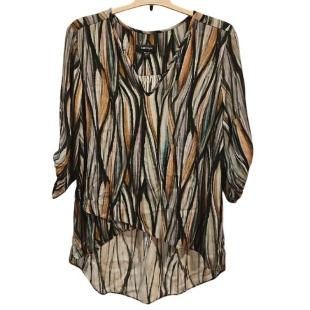 Karen‎ Kane Multicolor High Low Blouse Career Office Made in USA